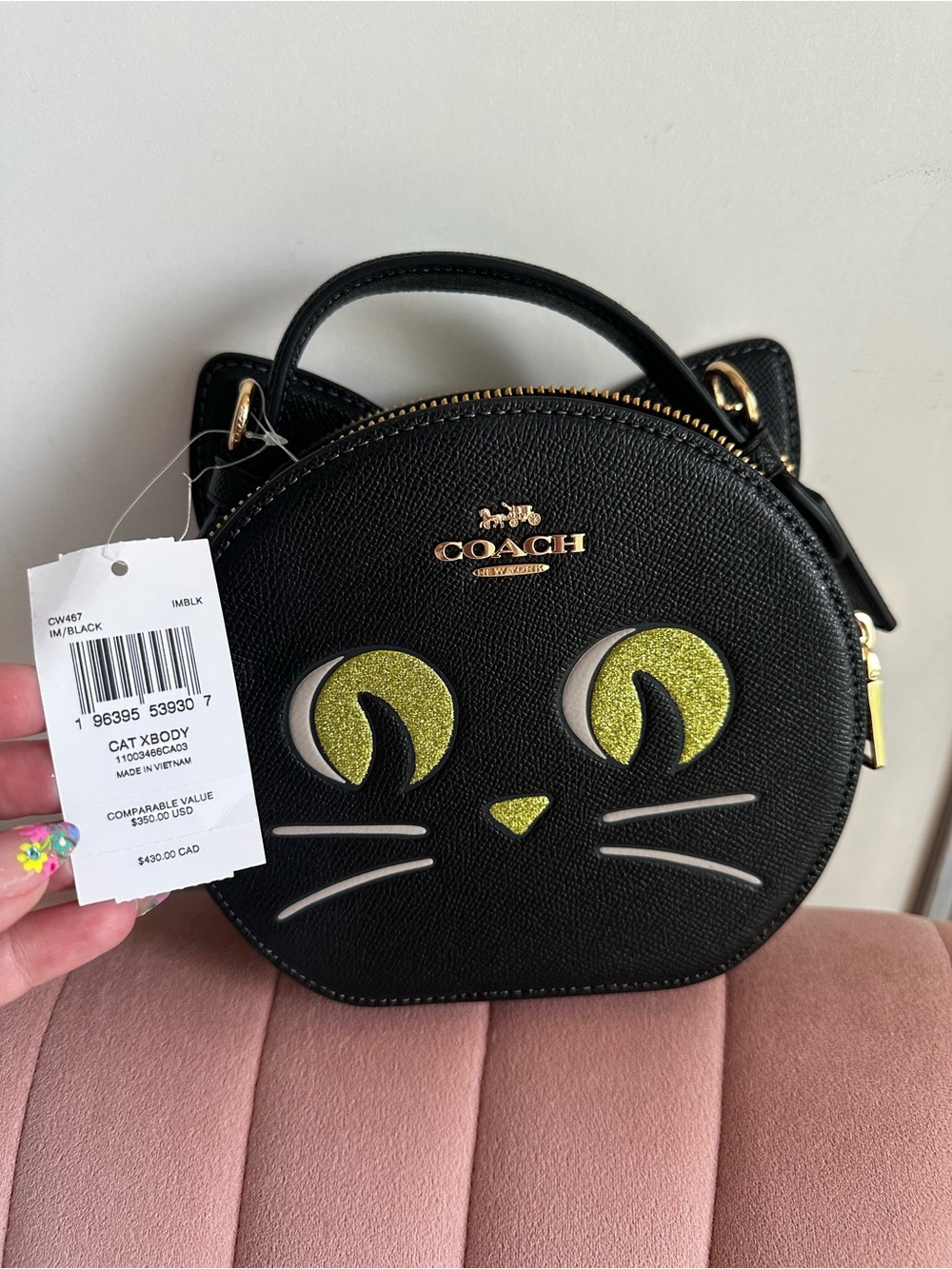 🖤🎃✨NWT Coach Halloween Cat Canteen Crossbody Bag Black Limited Edition✨🎃🖤